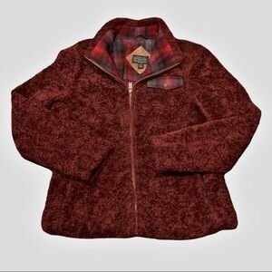 Pendleton Fuzzy Jacket Small Coat Full Zip Pockets Plaid lined Outdoor